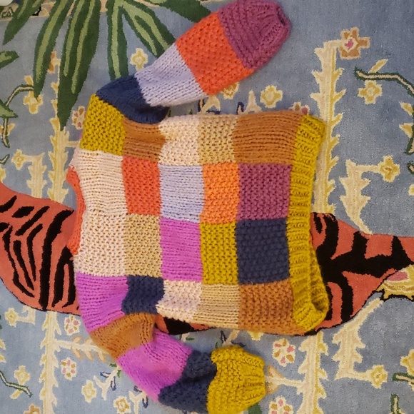 Frnch from Anthro colorful chunky crochet patchwork cardigan - Picture 9 of 9